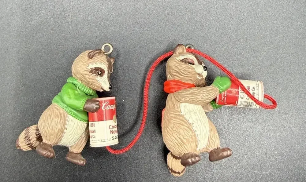 Hallmark Ornament 1988 Raccoons Campbell’s Party Line Christmas Ornament Lo16